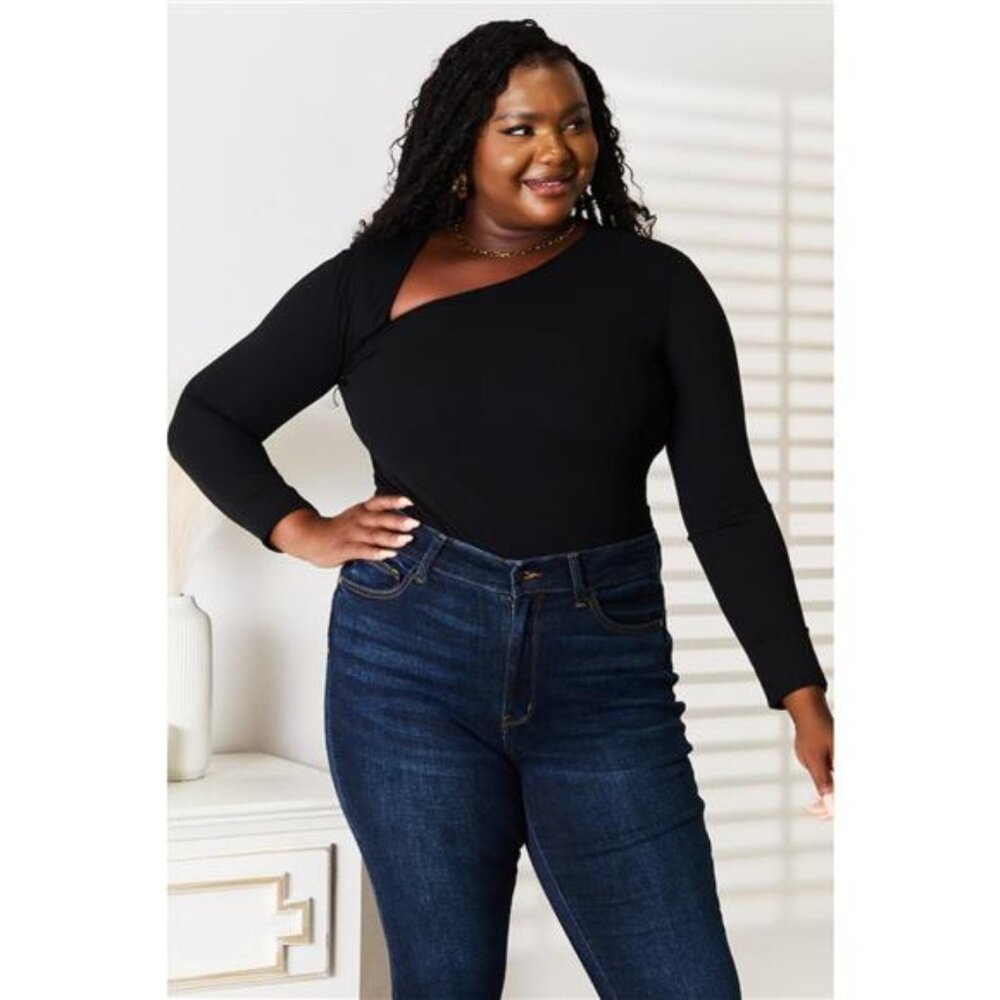 Basic Bae Asymmetrical Neck Long Sleeve Top - Picture 4 of 7